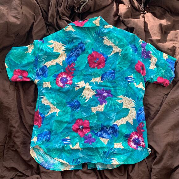 Vintage 1980s Denim Republic Hawaiian Shirt No Size Tag XL - Picture 6 of 6